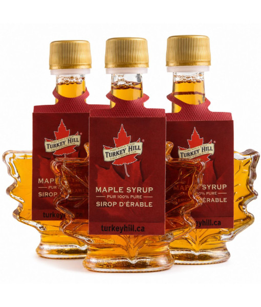 Turkey Hill<br>Sirop d'érable ambré<br>3 bouteilles feuille d'érable x 50 ml