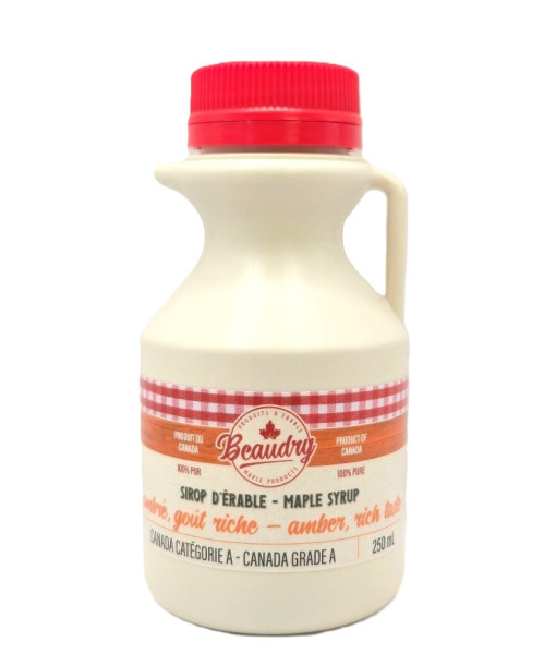 P.A. Beaudry<br>Sirop d'érable ambré, goût riche<br>Cruche en plastique de 250 ml