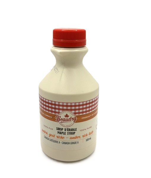 P.A. Beaudry<br>Sirop d'érable ambré, goût riche <br>Cruche en plastique de 500 ml