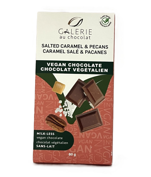 Galerie au Chocolat<br>Caramel Salé & Pacanes Chocolat Végétalien<br>80 g