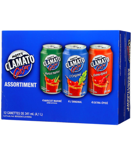 Mott's Clamato Caesar Saveurs Assorties<br>Spirit-based cooler   |   12 x 341 ml   |   Canada  Ontario
