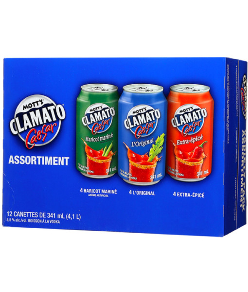 Mott's Clamato Caesar Saveurs Assorties<br>Cooler au spiritueux   |   12 x 341 ml   |   Canada  Ontario