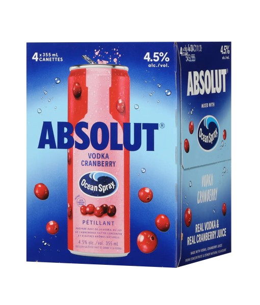 Absolut Ocean Spray Canneberge<br>Cooler au spiritueux   |   4 x 355 ml   |   Canada  Ontario