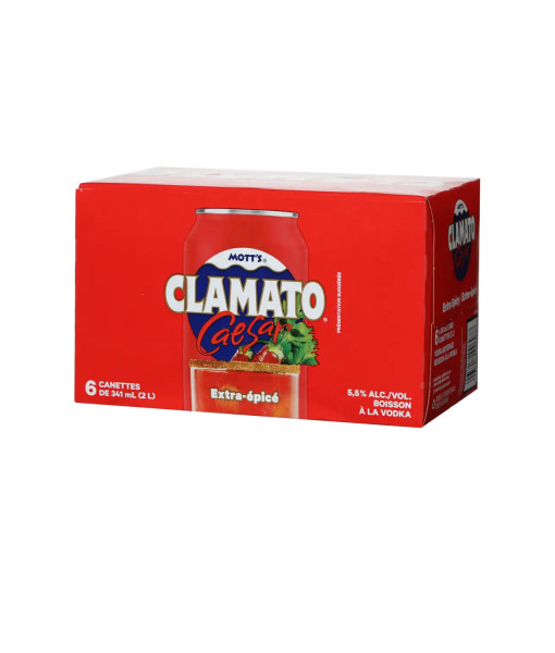 Mott's Clamato Caesar Extra-épicé<br>Cooler au spiritueux   |   6 x 341 ml   |   Canada  Ontario