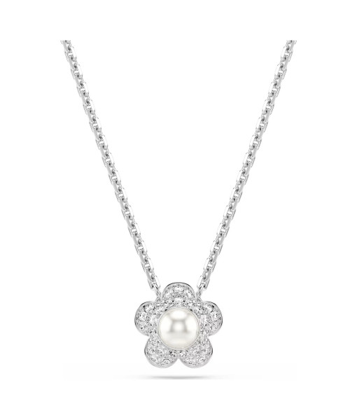 Swarovski<br>Pendentif Ariana Grande x Swarovski<br>Perle de cristal, Taille ronde, Fleur, Blanc, Métal rhodié