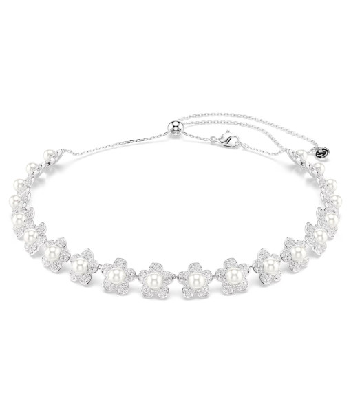 Swarovski<br>Ras-de-cou Ariana Grande x Swarovski<br>Perle de cristal, Taille ronde, Blanc, Métal rhodié