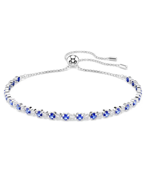 Swarovski<br>Bracelet Tennis Matrix<br>Diverses tailles rondes, Bleu, Métal rhodié