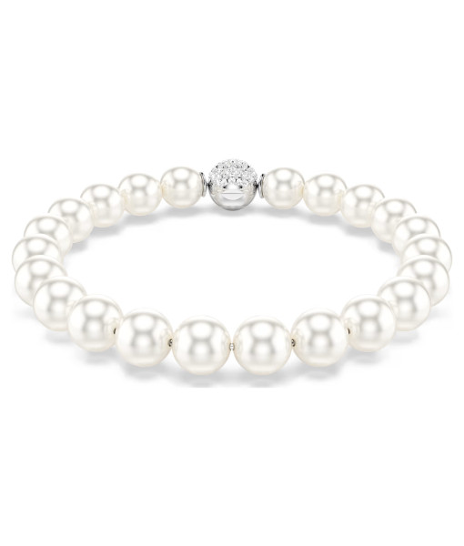 Swarovski<br>Bracelet Matrix<br>Perle de cristal, Blanc, Métal rhodié