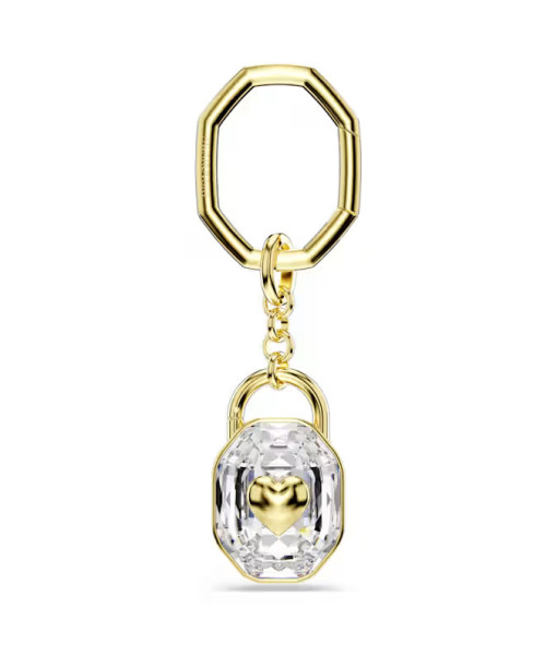 Swarovski<br>Porte-clés<br>Taille ovale, Blanc, Placage de ton or