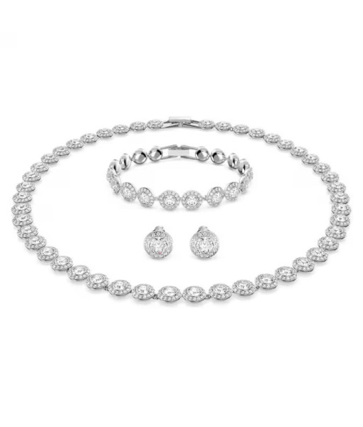 Swarovski<br>Parure Una Angelic<br>Parure (3), Taille Rond, Blanc, Métal rhodié