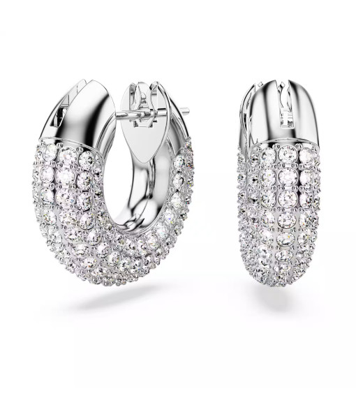 Swarovski <br>Anneaux d'oreilles Dextera<br>Petites, Blanches, Métal rhodié