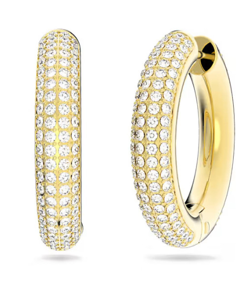 Swarovski <br> Anneaux d'oreilles Dextera <br> Medium, Blanches, Placage de ton or