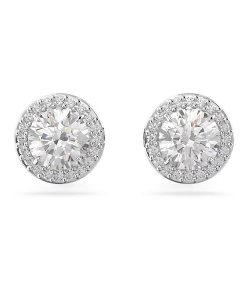 Swarovski<br>Clous d'oreilles Constella<br>Taille ronde, Pavé, Blanches, Métal rhodié