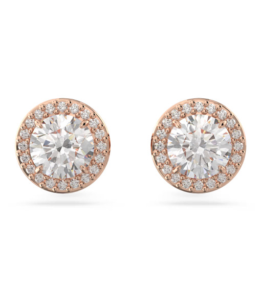 Swarovski <br>Una Angelic stud earrings<br>Round cut, Pavé, White, Rose gold-tone plated