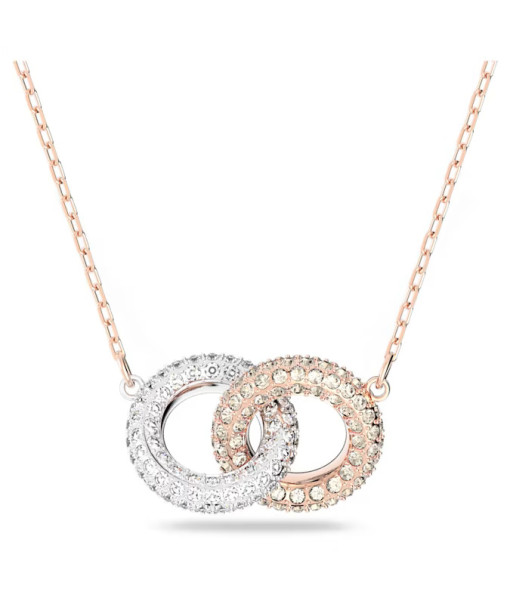 Swarovski<br>Collier Dextera<br>Cercles entrelacés, Blanc, Plaqué or rose 18 carats