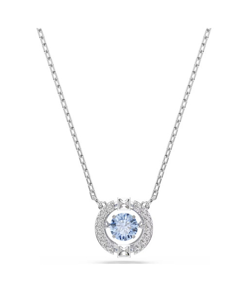Swarovski<br>Collier Una<br>Taille ronde, Bleu, Métal rhodié