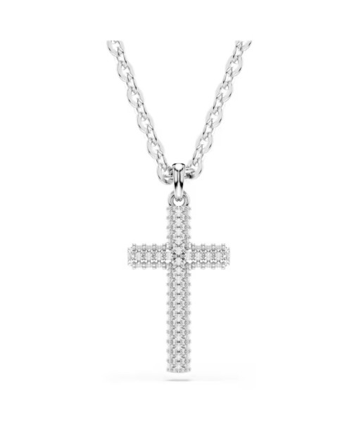 Swarovski <br>Insigne pendant<br>Pavé, Cross, White, Rhodium plated