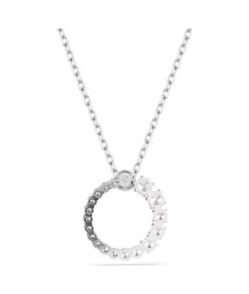 Swarovski<br>Pendentif Matrix<br>Perle de cristal, Taille ronde, Blanc, Métal rhodié