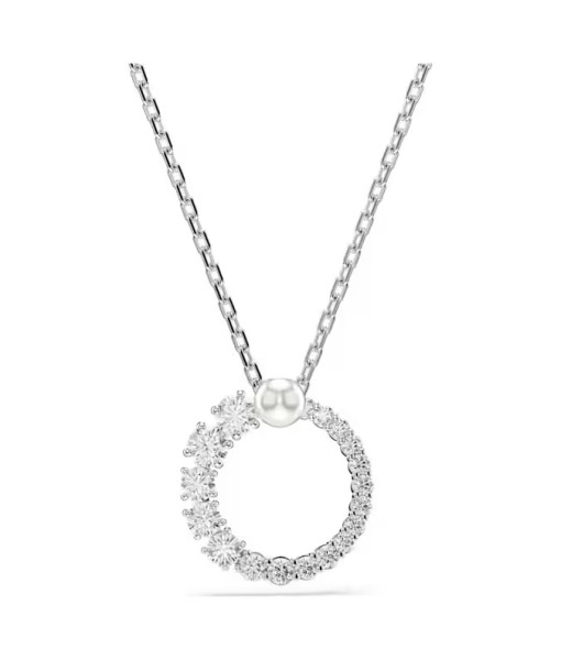 Swarovski<br>Pendentif Matrix<br>Perle de cristal, Taille ronde, Blanc, Métal rhodié