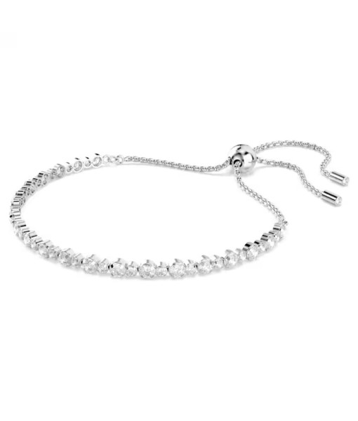 Swarovski<br>Bracelet Tennis Matrix<br>Diverses tailles rondes, Blanc, Métal rhodié