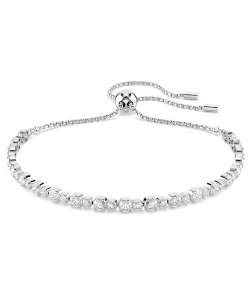 Swarovski<br>Bracelet Tennis Matrix<br>Diverses tailles rondes, Blanc, Métal rhodié