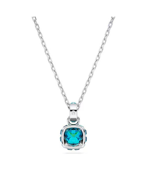 Swarovski<br>Pendentif Birthstone<br>Taille Carré, Décembre, Bleu, Métal rhodié