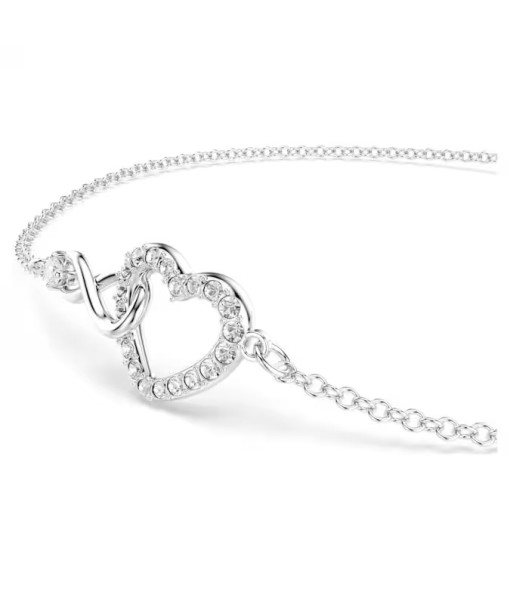 Swarovski<br>Bracelet Infinity<br>Infini et cœur, Blanc, Métal rhodié