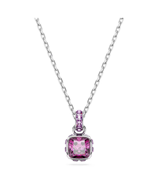 Swarovski<br>Pendentif Birthstone<br>Taille Carré, Février, Violet, Métal rhodié