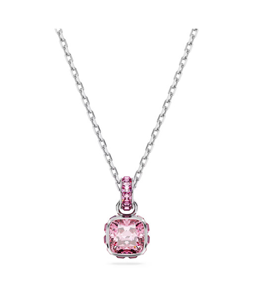 Swarovski<br>Pendentif Birthstone<br>Taille Carré, Octobre, Rose, Métal rhodié