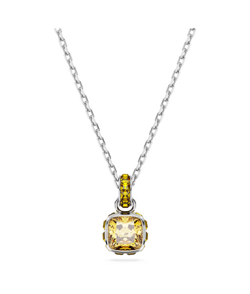 Swarovski<br>Pendentif Birthstone<br>Taille Carré, Novembre, Jaune, Métal rhodié