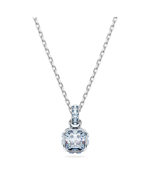 Swarovski<br>Pendentif Birthstone<br>Taille Carré, Mars, Bleu, Métal rhodié