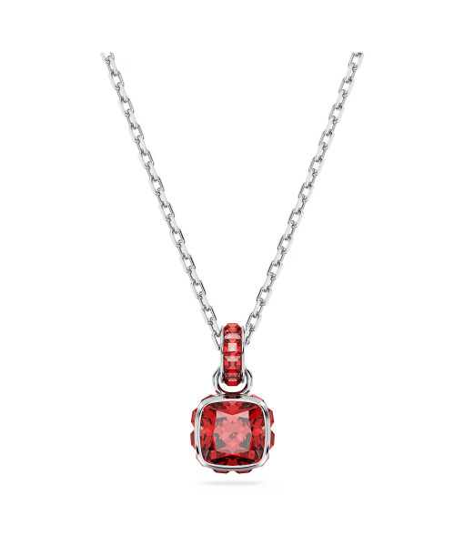 Swarovski<br>Pendentif Birthstone<br>Taille Carré, Juillet, Rouge, Métal rhodié