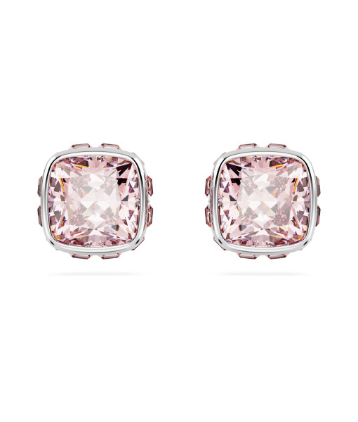 Swarovski<br>Clous d'oreilles Birthstone<br>Taille Carré, Juin, Roses, Métal rhodié