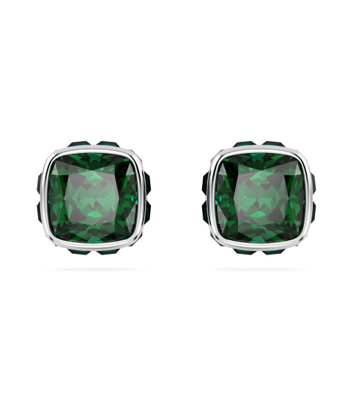 Swarovski<br>Clous d'oreilles Birthstone<br>Taille Carré, Mai, Vertes, Métal rhodié