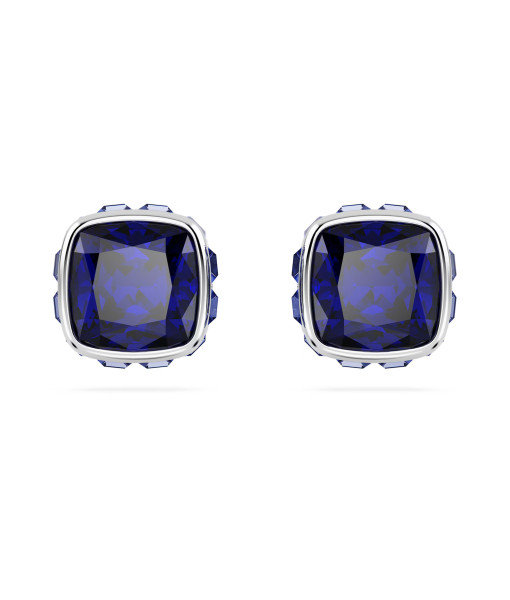 Swarovski<br>Clous d'oreilles Birthstone<br>Taille Carré, Septembre, Bleues, Métal rhodié
