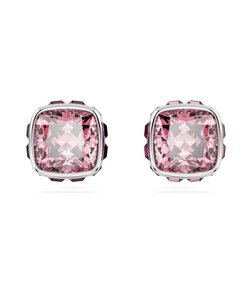 Swarovski<br>Clous d'oreilles Birthstone<br>Taille Carré, Octobre, Roses, Métal rhodié