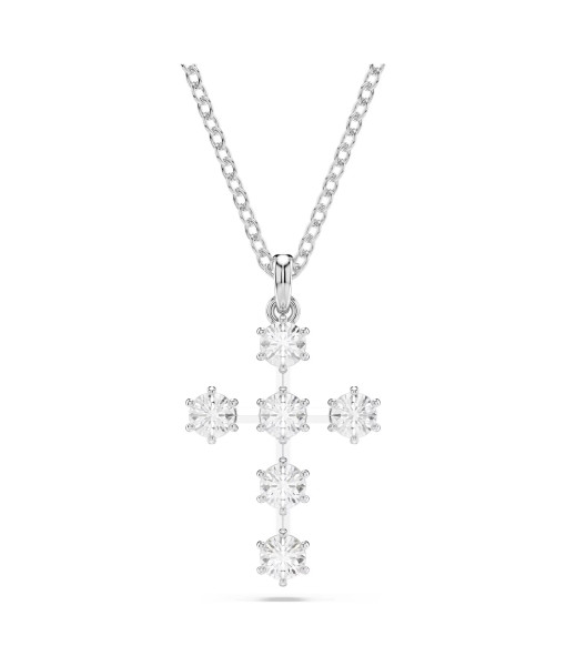 Swarovski<br>Pendentif Insigne<br>Taille ronde, Croix, Blanc, Métal rhodié