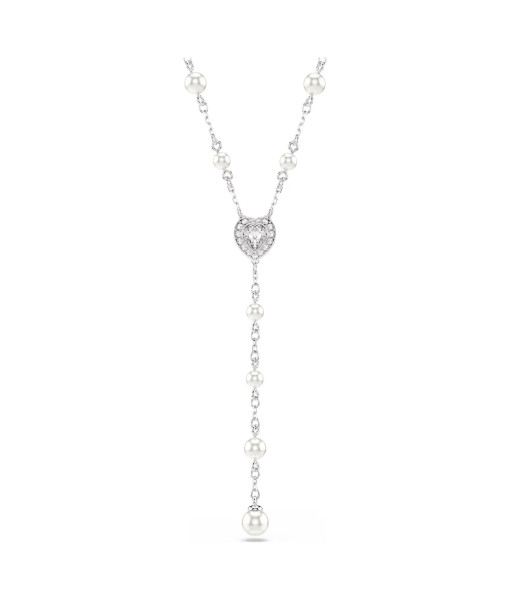Swarovski<br>Collier en Y Ariana Grande x Swarovski<br>Tailles diverses, Crystal pearl, Cœur, Blanc, Métal rhodié