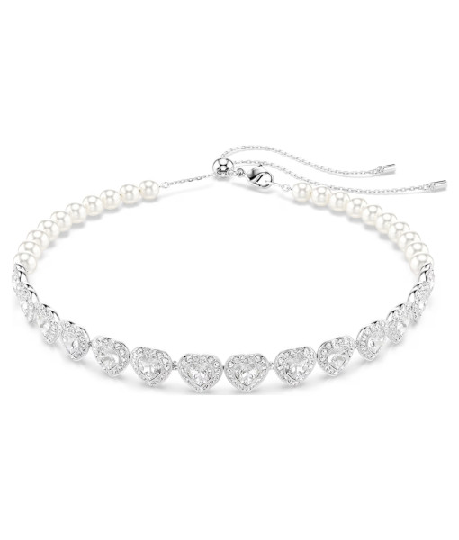 Swarovski<br>Choker Tennis Ariana Grande x Swarovski<br>Tailles diverses, Crystal pearl, Cœur, Blanc, Métal rhodié