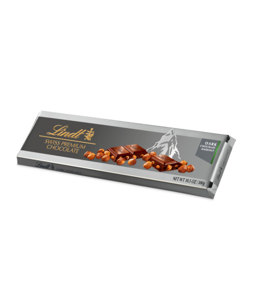 Lindt <br>Swiss Premium Silver Dark Chocolate and Hazelnut Bar 300 g