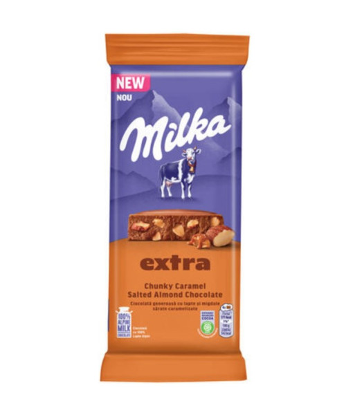 Milka<br>Extra Chunky Caramel Salted Almond Chocolate<br>190 g