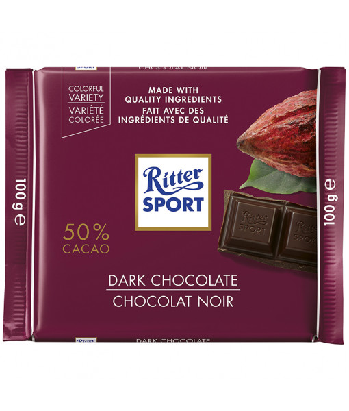 Ritter Sport<br> Dark Chocolate 50%<br>100g
