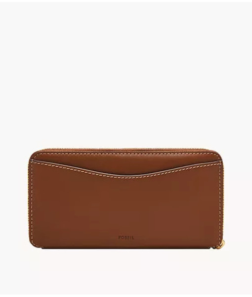 Fossil<br>Portefeuille long à glissière Lennox<br>Brun Moyen
