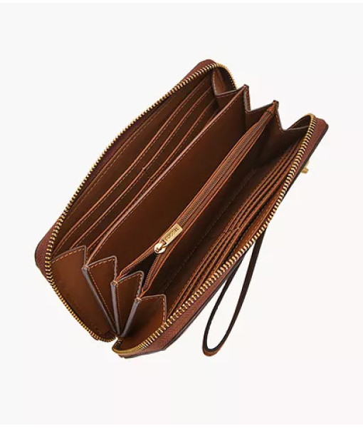 Fossil<br>Portefeuille long à glissière Lennox<br>Brun Moyen