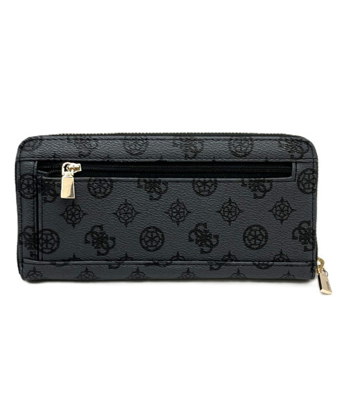 Guess<br>Portefeuille grand format zippé Laurel<br>Charbon Logo