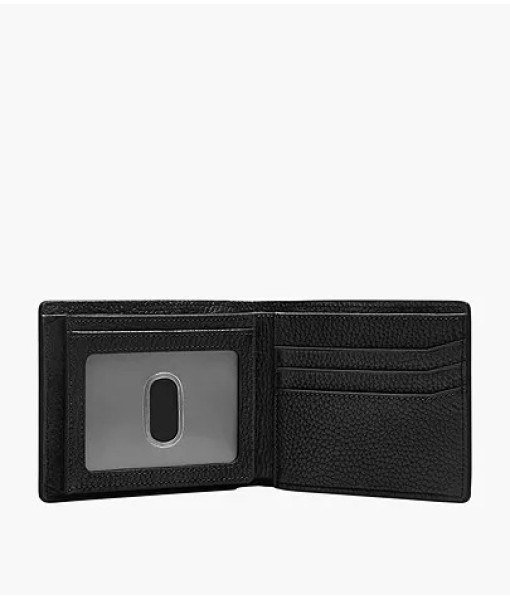 Fossil Wallet<br>Portefeuille à deux volets avec fenêtre transparente rabattable Huntington<br>Noir