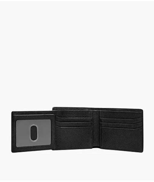 Fossil Wallet<br>Portefeuille à deux volets avec fenêtre transparente rabattable Huntington<br>Noir