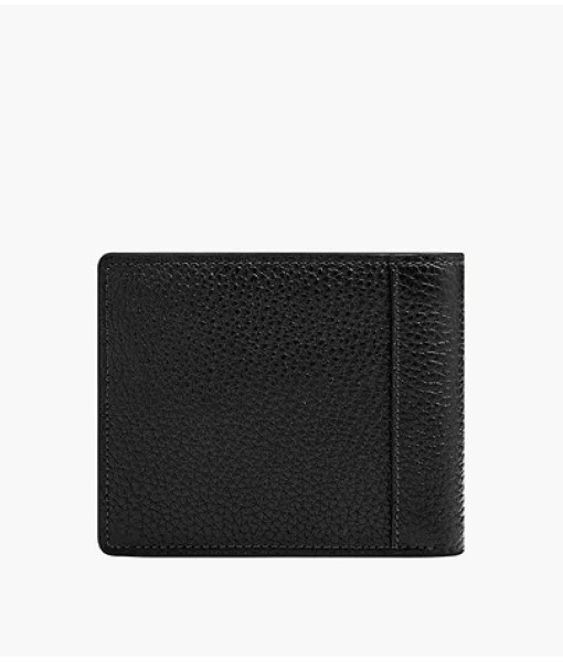 Fossil Wallet<br>Portefeuille à deux volets avec fenêtre transparente rabattable Huntington<br>Noir