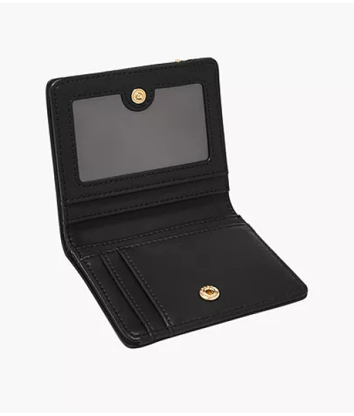 Fossil<br>Petit portefeuille à deux volets RFID Logan<br>Noir/léopard