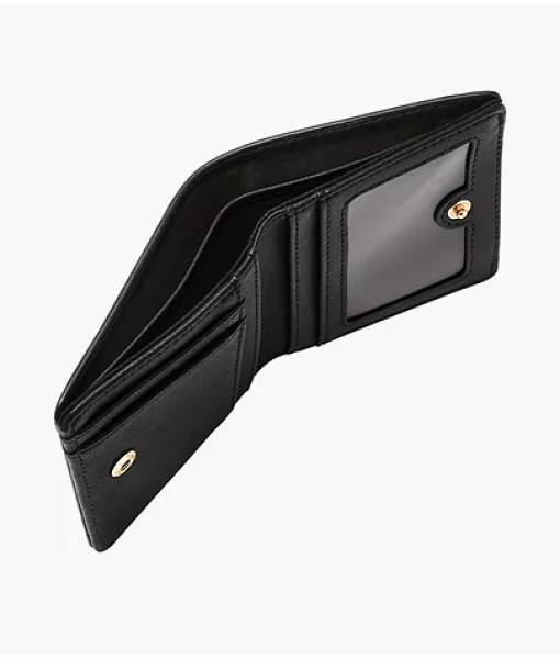 Fossil<br>Petit portefeuille à deux volets RFID Logan<br>Noir/léopard